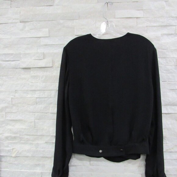 L'Agence Black %100 Silk Wrap Crossover Blouse EUC - Picture 8 of 10